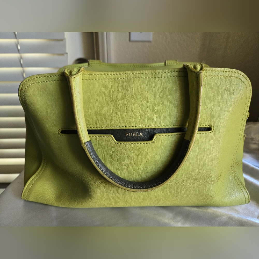 Furla Lime Green Leather Satchel REHAB BAG